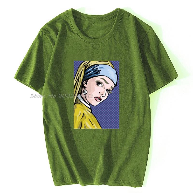 Unisex tshirt Lichtenstein Girl With A Pearl Earring Tshirt Women T Shirt Unisex Cotton Tees Tops Hip Hop Harajuku Streetwear