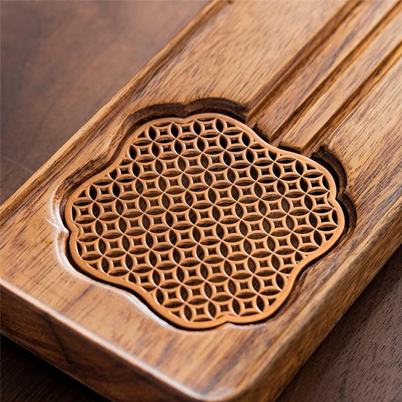 B97A-Solid Wood Walnut Tea Tray Dual-Purpose Dry And Wet Use Ideal For Tea Enthusiasts