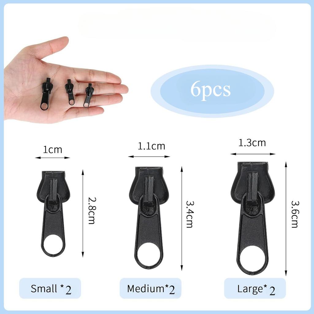 36/12/6pcs Instant Zipper Sliders Universal Instant Fix Zipper Repair Kit Replacement Zip Slider Teeth Rescue New Design DIY Sew