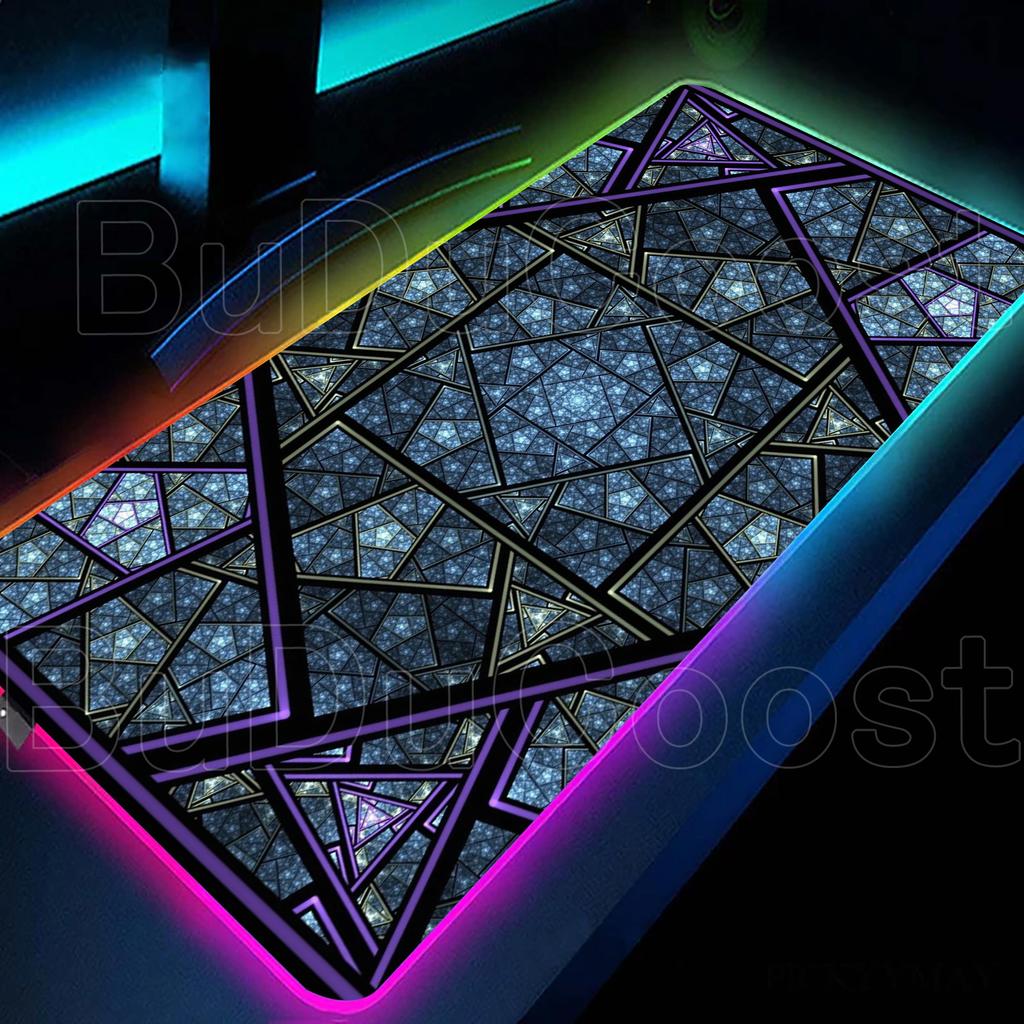 RGB Cool Geometric Shape Starry Sky Mouse Pad Gaming Geometry Luminous Anti Slip Computer Office Rubber Cool Mouse Pad Desk Pads