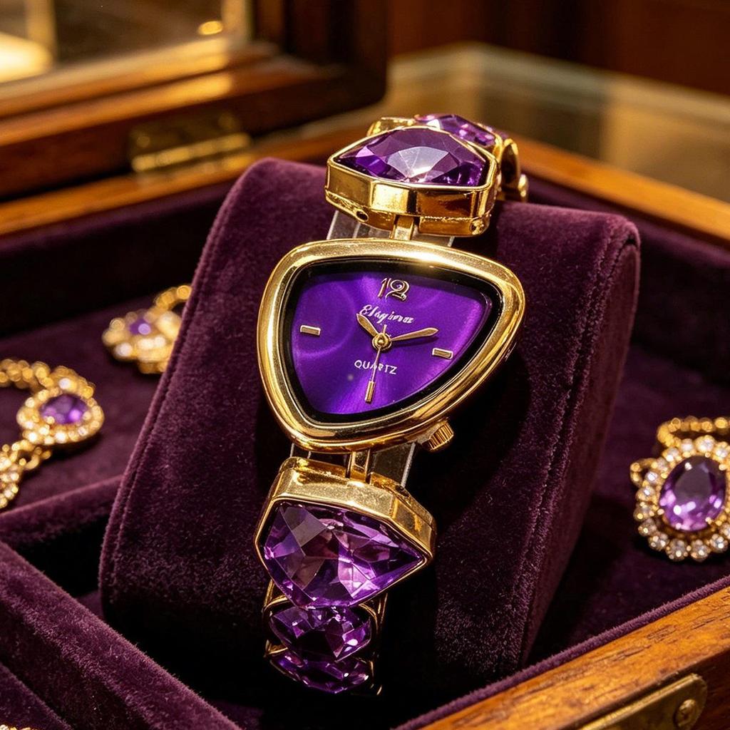 Colorful Diamond Women's Bracelet Watch: Irregular Design, Light Luxury, Perfect for Daily Commute