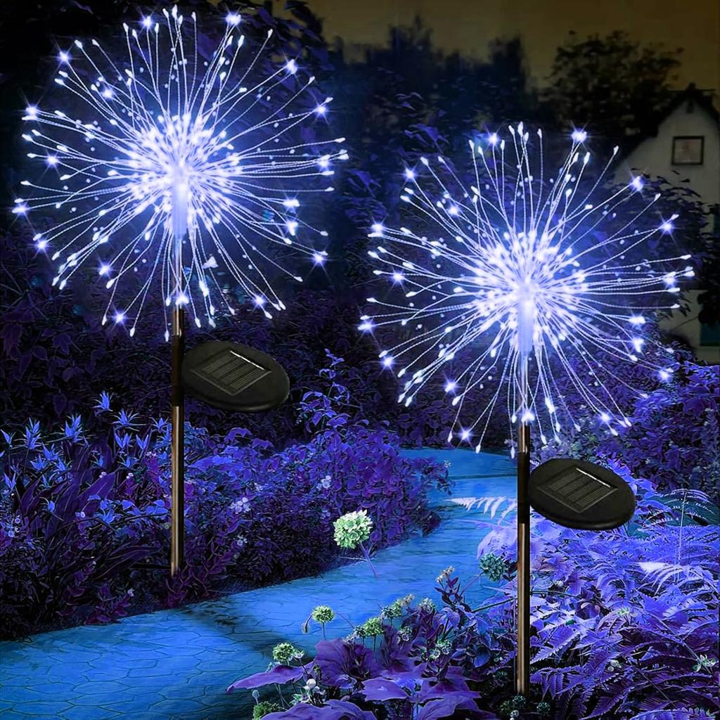 Solar Lights for Outdoor Garden 60/200/420LED Dandelion Lighting Stake Solar Firework Light for Christmas Halloween Lawn Decor