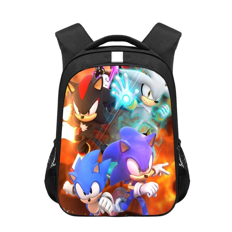 Sonic Cartoon Kids Backpack Durable Polyester Material 20-35l Capacity Zipper Closure Cushioned Shoulder Straps 44*30.5*16cm
