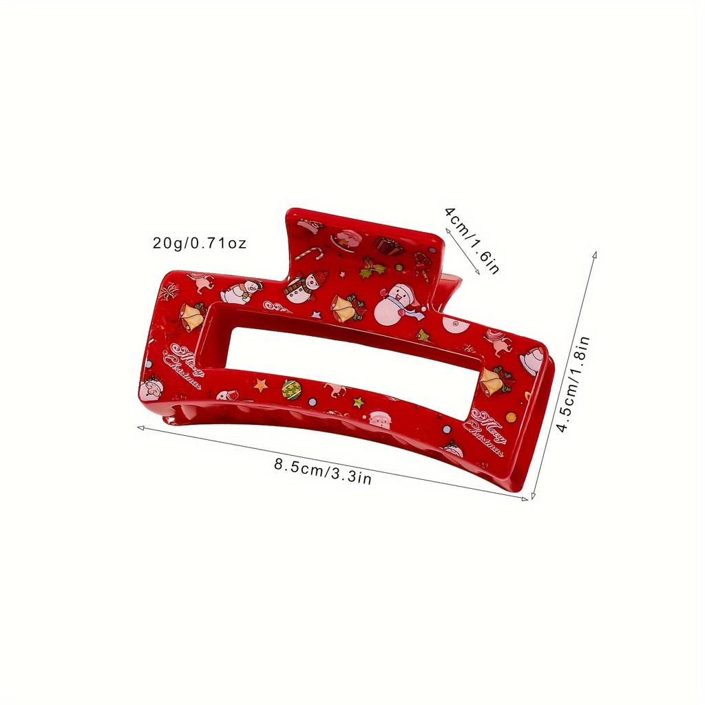 1/4pcs Christmas Theme Hair Clips, Snowman Santa Reindeer Print Fashion Jaw Clip for Party Prom Women, Christmas Claw Clip