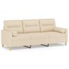 Vidaxl 3-Seater Sofa With Cushions, Cream, 180 Cm, Fabric