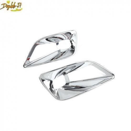 Pair Chrome For Jeep Cherokee + Front Fog Lamp Light Cover Trim Decor