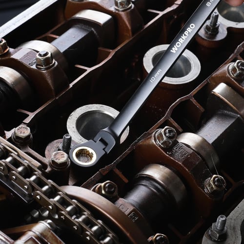 WORKPRO Open-End Wrench Set, Flex Ratchet Wrench, Long Swing Head Ratchet Wrench, Fits Stripped Bolts and Nuts, 5-Piece Set, 72 Gears, Non-Slip, Doubl