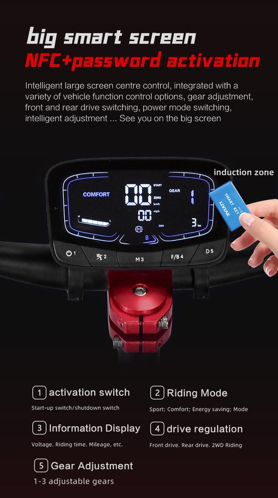 BOYUEDA S5 3000W Dual Motor Electric Scooter - 85KM/H Top Speed, 120KM Range, Off-Road Tires, NFC Lock, Hydraulic Brakes