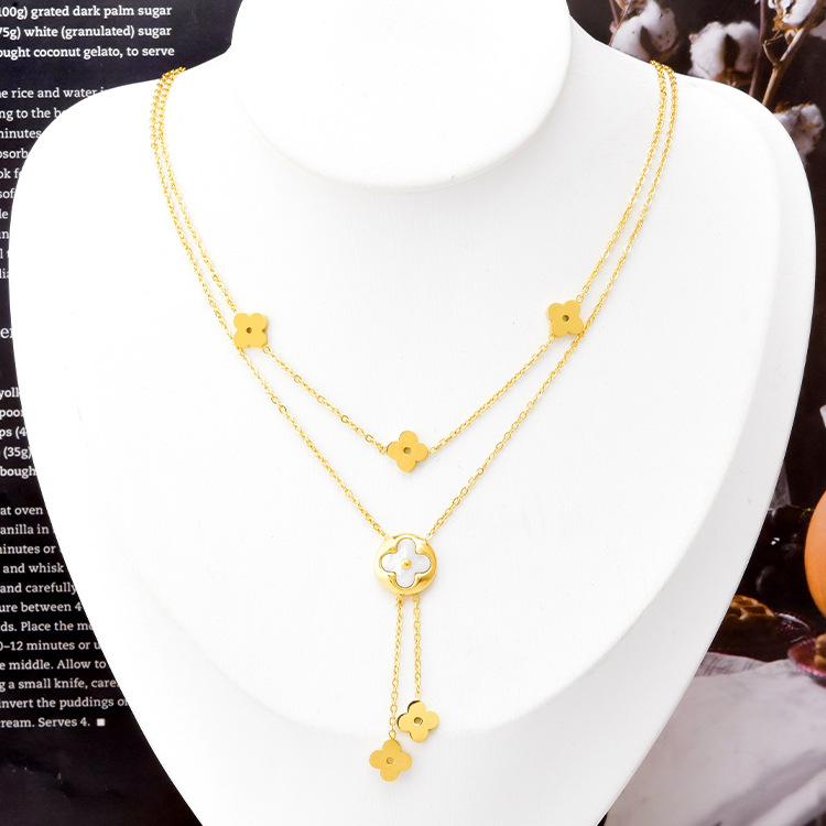 

Модные новые ювелирные изделия, двухслойное ожерелье с цветком, гладкая подвеска с кисточкой для лица, круглые аксессуары, темпераментная девушка