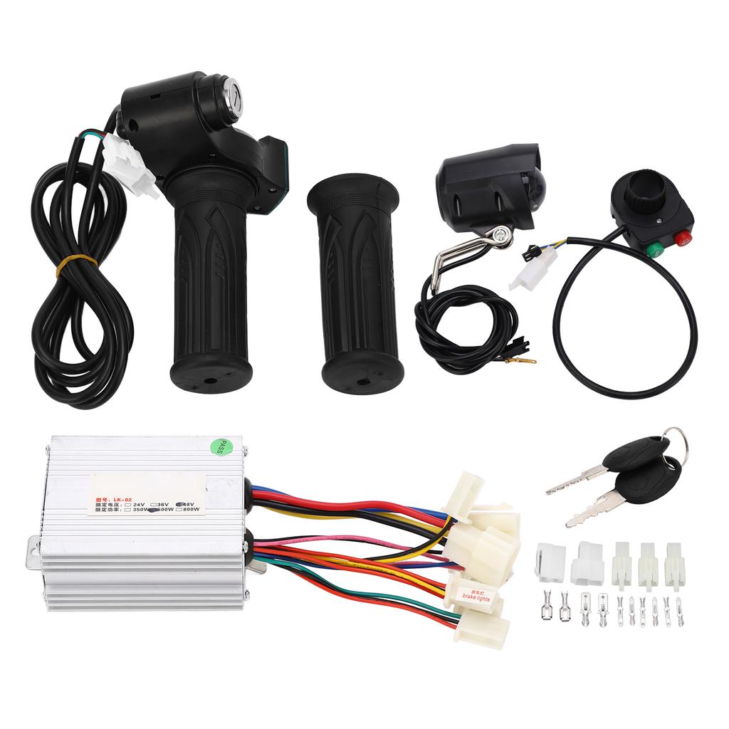 48V 500W Electric Bicycle Throttle Controller Kit Stable Electric Bike Controller Handlebar Kit with Headlight