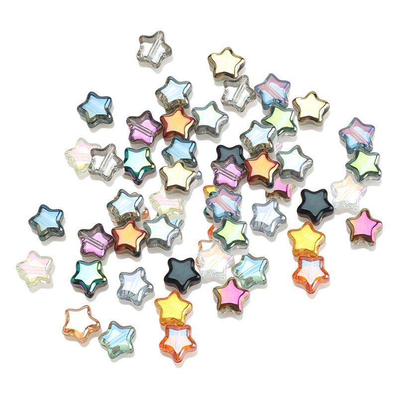 ABWR-200Pcs 8Mm Star Bead Glass Crystal Spacer Beads Colorful Beads For Jewelry Bracelet Making DIY Crafts Gifts For Girls