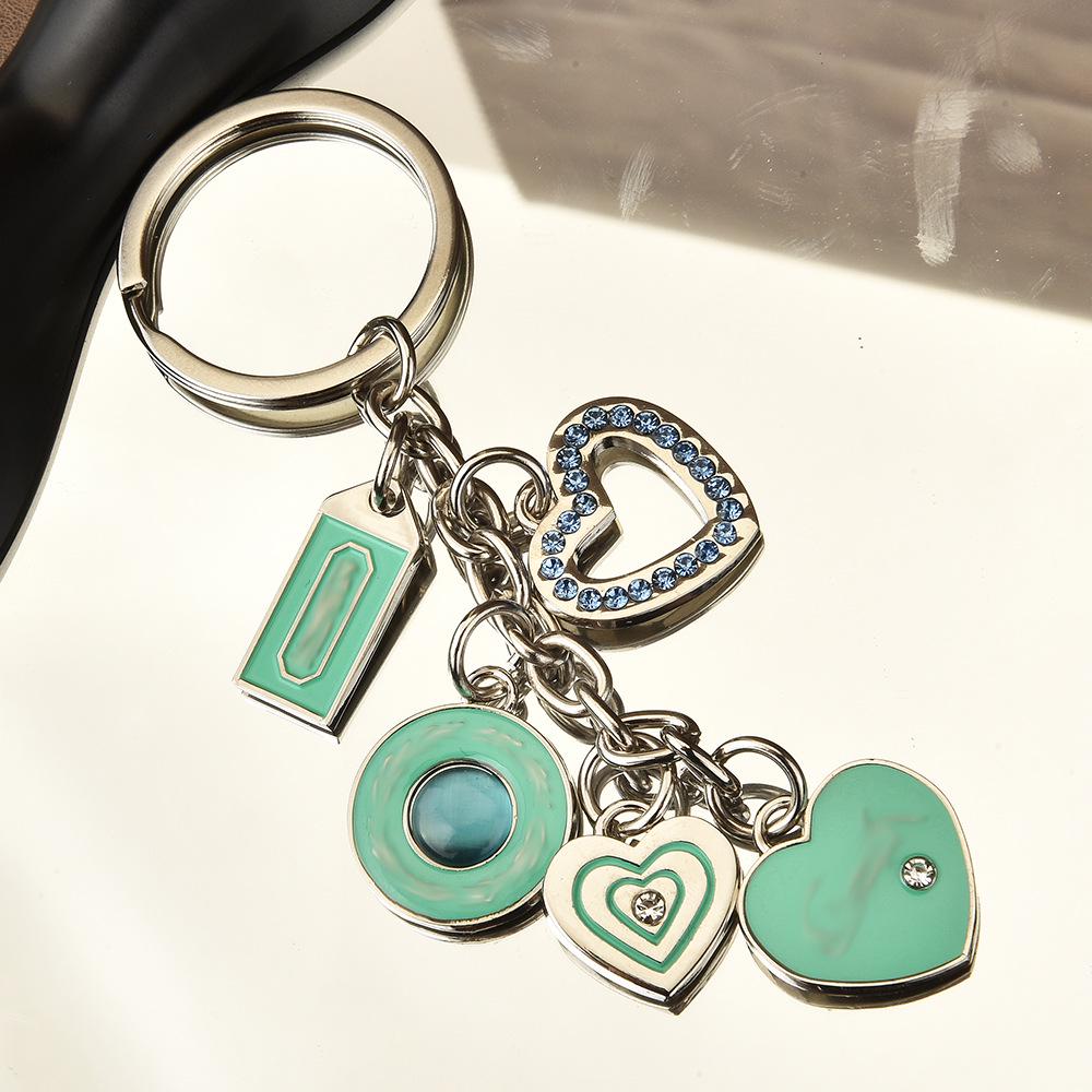 Elegant Cat's Eye Stone Heart Keychain Pendant for Couples - Metal Car Key Chain