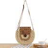 Bolsa feminina boho tecido verão praia sacola de palha redonda bolsa de ombro de vime