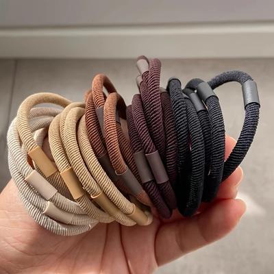 10 pezzi/set Elastici per Capelli Base Colore Unito Spessi Alta Elasticità Elastico per Capelli Porta Coda di Cavallo Elastico Accessori per Capelli da Donna