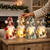 Patchwork Light-Up Gnome Figurine with Combinable Bird-Shaped Puppet for Home Decor
