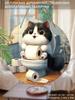 Wooden Hanging Decorative Sign, Toilet Decoration, 2D Flat Pendant, the Pattern Is a Cat Sitting On the Toilet, a Housewarming Gift for a Friend