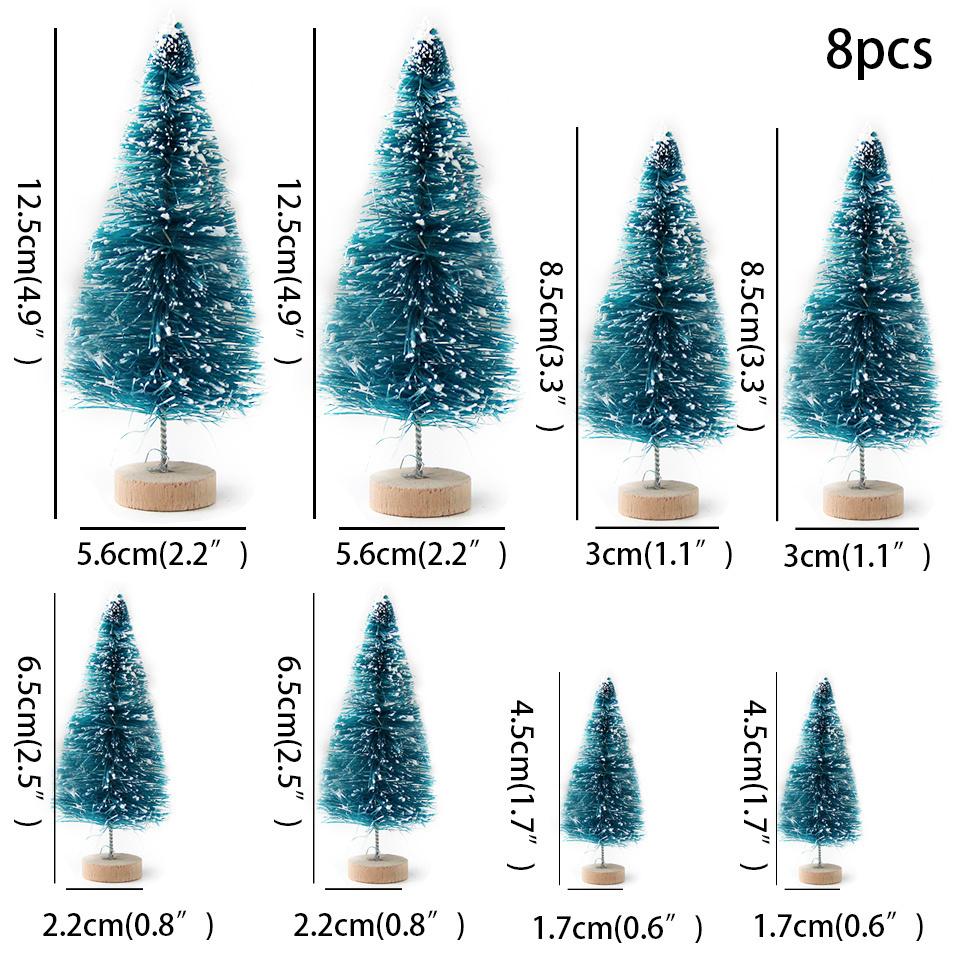 

8PCS Artificial Mini Christmas Pine Tree Muliti Size Colorful Trees for Xmas Home Desktop Ornaments Noel Party Table Decoration