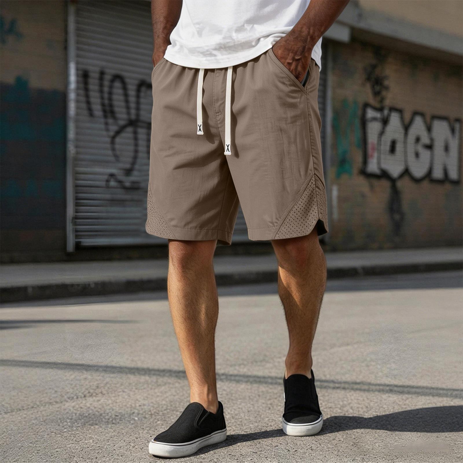 

Men s Summer Loose Fit Casual Sports Shorts Drawstring Waist Straight Leg Breathable Lightweight Athletic Shorts for Outdoor Activities M хаки
