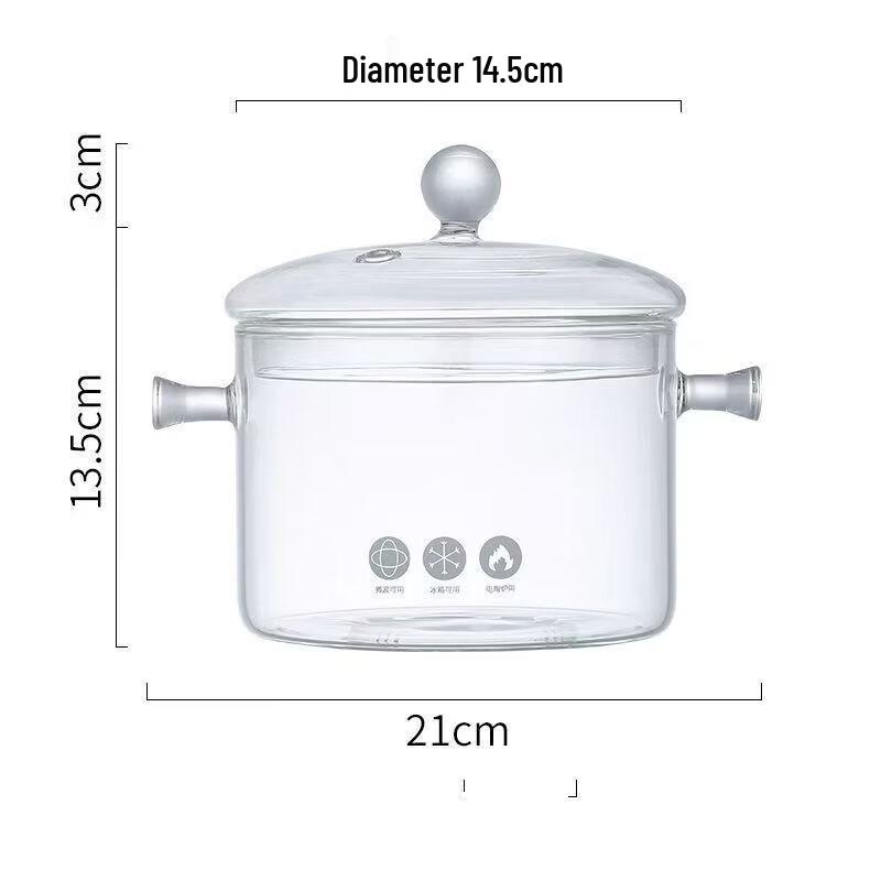 ZISIZ 1900ml Mehrzwecktopf aus hochborosilicate Glas