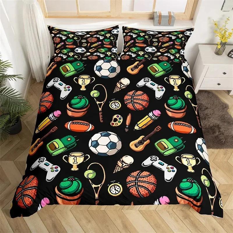 Tennis Ball Duvet Cover Set Sports Game Themed Bedding Set Twin Size For Kids Teens Adult Tennis Racket Ball Comforter Cover