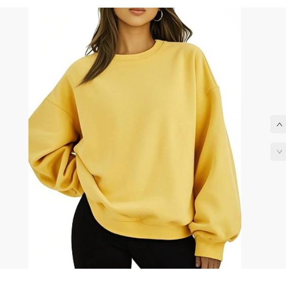 Толстовка большого размера однотонная повседневная толстовка с длинным рукавом и круглым вырезом женская одежда больших размеров 3XL жёлтый 1360₽