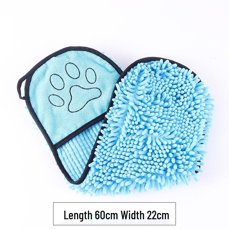 Chenille Dog & Cat Exfoliating Bath Towel Glove - Absorbent & Quick-Drying