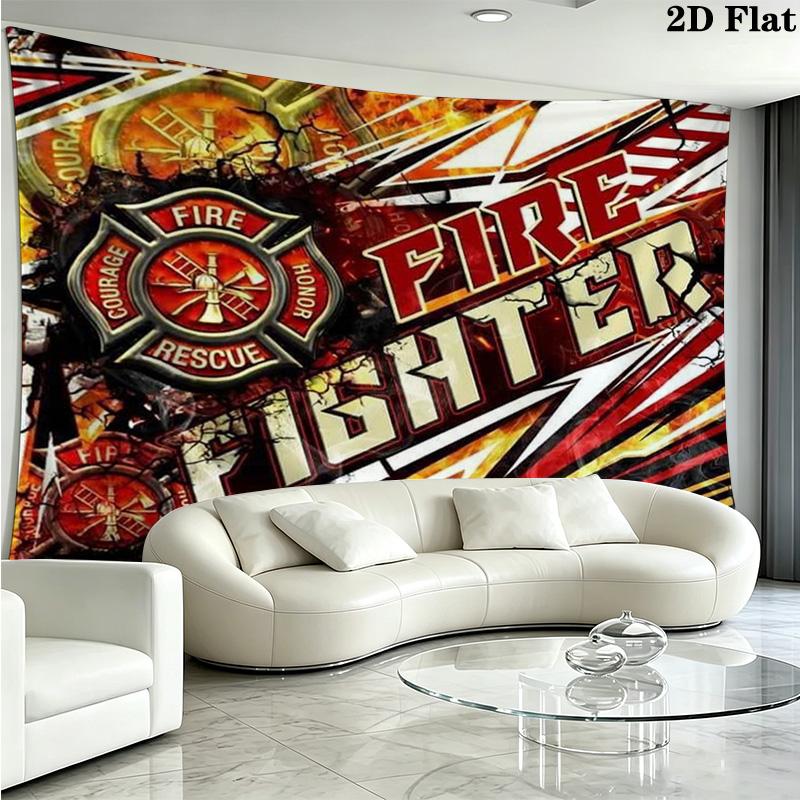 Firefighter Wall Tapestry Aesthetic Wall Hanging Printed Fabric Blanket Decorative Tapestries for Bedroom Living Room Home Decor