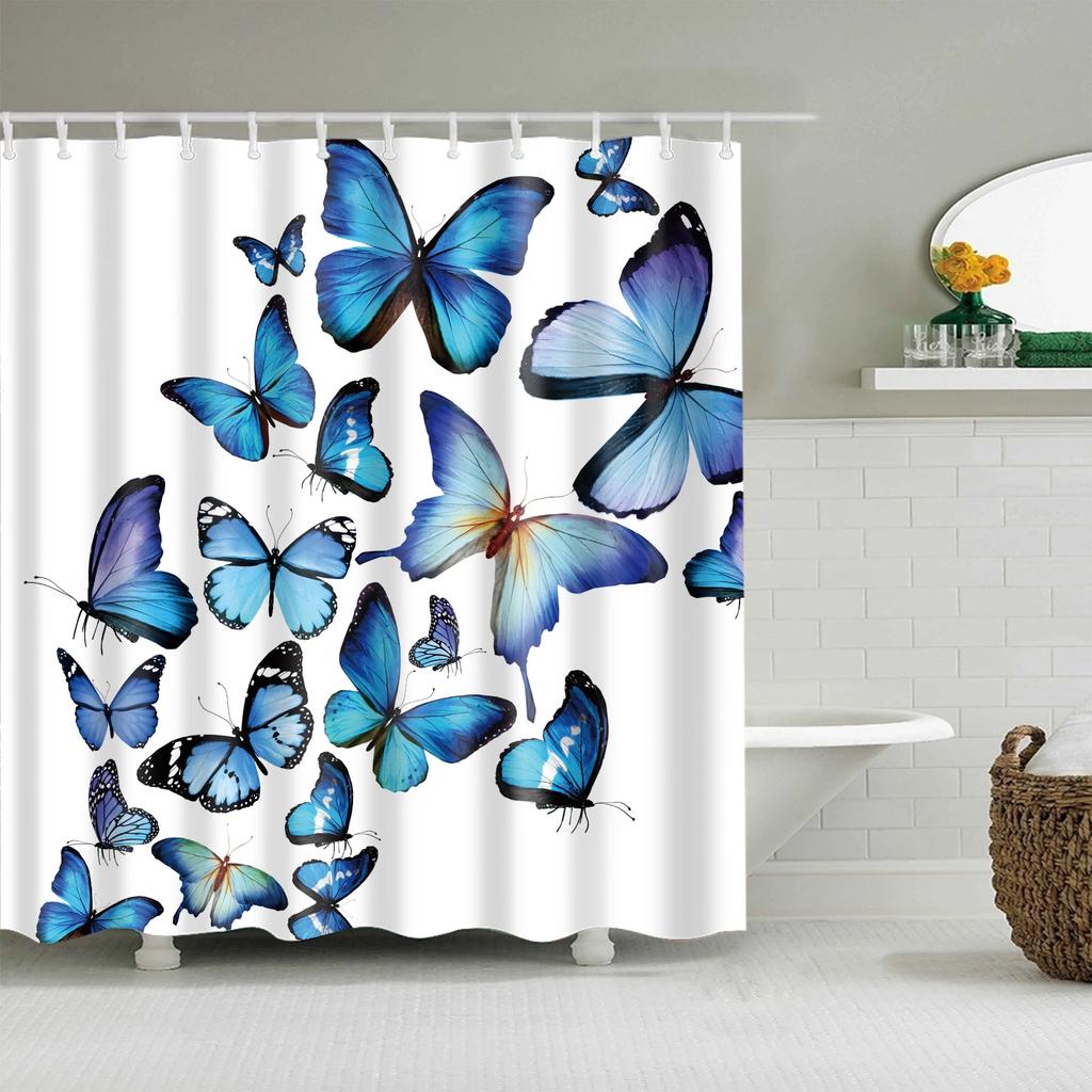 Cartoon Animals Cat Bird Giraffe Shower Curtains Bathroom Curtains Waterproof Polyester Bath Screen Curtain with 12 Hooks