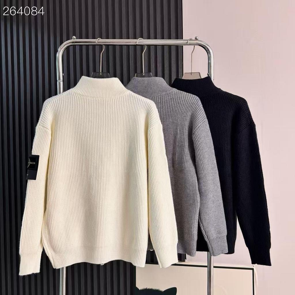 STONESLAND Unisex Stand Collar Zippered Sweater