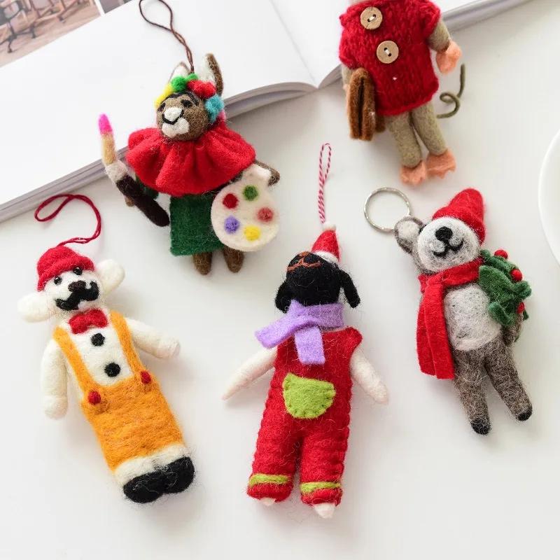 Christmas Decoration Wool Felt Pendant-Nepal Doll Cartoon Design Christmas Tree & Backpack Ornament Perfect Festive Gift Pendant