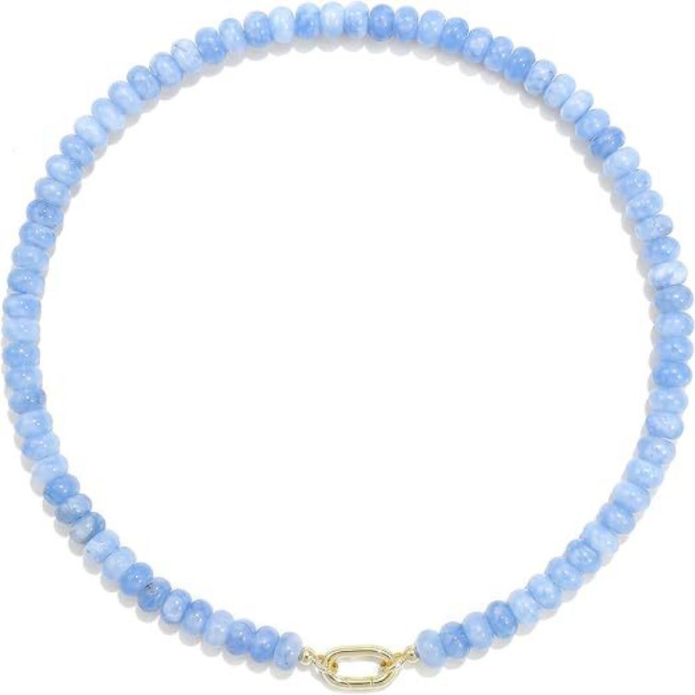 Layered Beaded Gemstone Necklace Colored Clavicle Chain Necklace Choker Necklace  Summer Beach