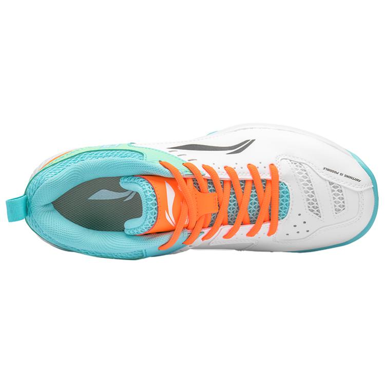 Li-Ning Lightweight Feather Series Fabric Leather Durable Breathable Lightweight Low-Top Badminton Shoes Unisex sneaker White Green AYTS034-1