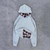 ZYLLO Hip-hop Streetwear Fake Two-piece Plaid Cardigan Hooded Sweatshirt Jacket American Retro Fashion All-match New Unisex Jacket Emo