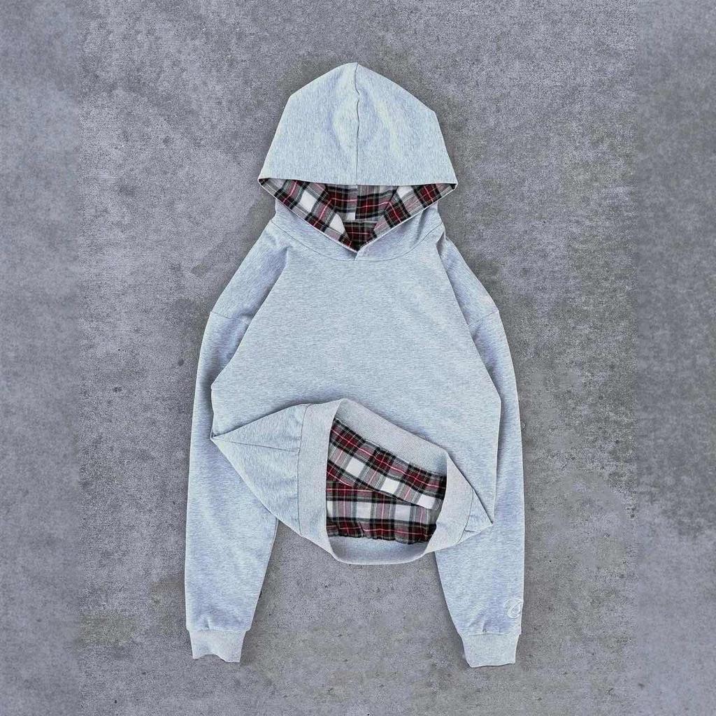 ZYLLO Hip-hop Streetwear Fake Two-piece Plaid Cardigan Hooded Sweatshirt Jacket American Retro Fashion All-match New Unisex Jacket Emo