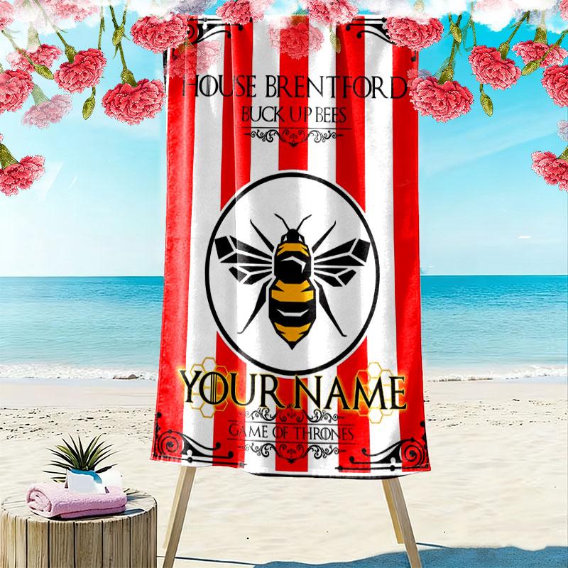 Custom Brentford Print Beach Towel, Large Soft Quick Dry Towel for Beach Camping Swimming