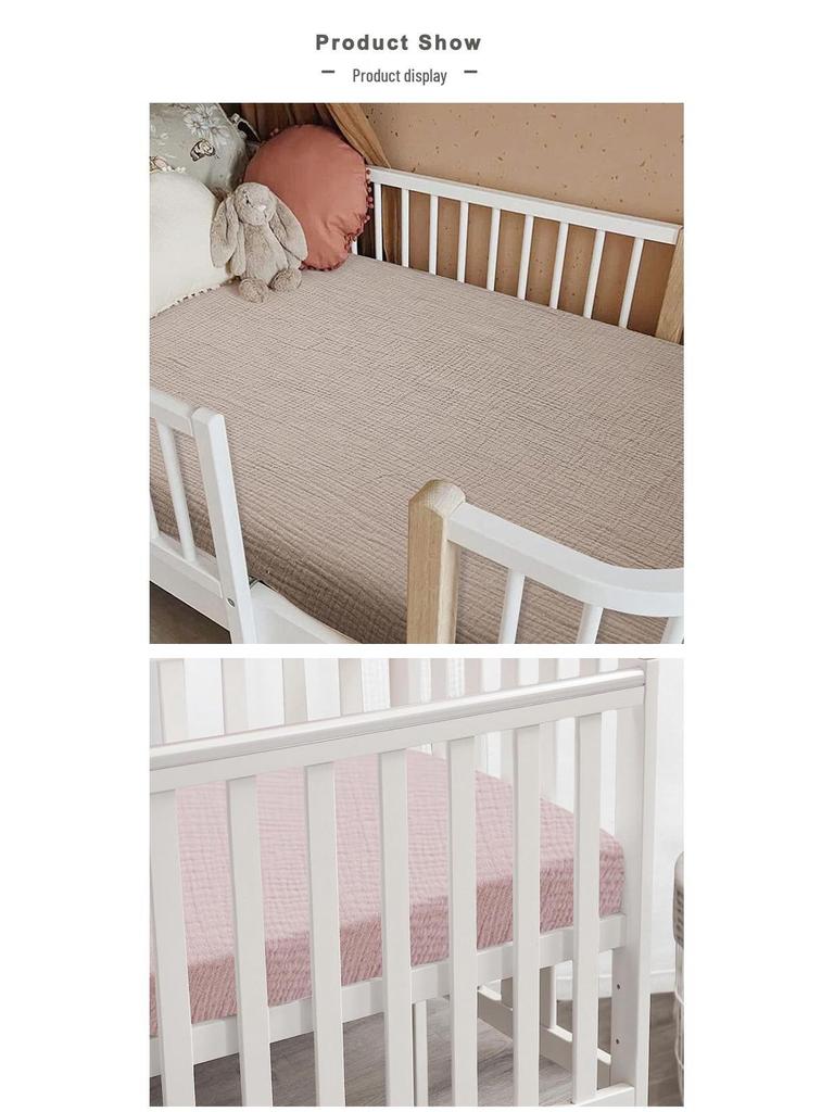 Baby Pure Cotton Double Layer Gauze Crinkle Fitted Sheet Bed Cover