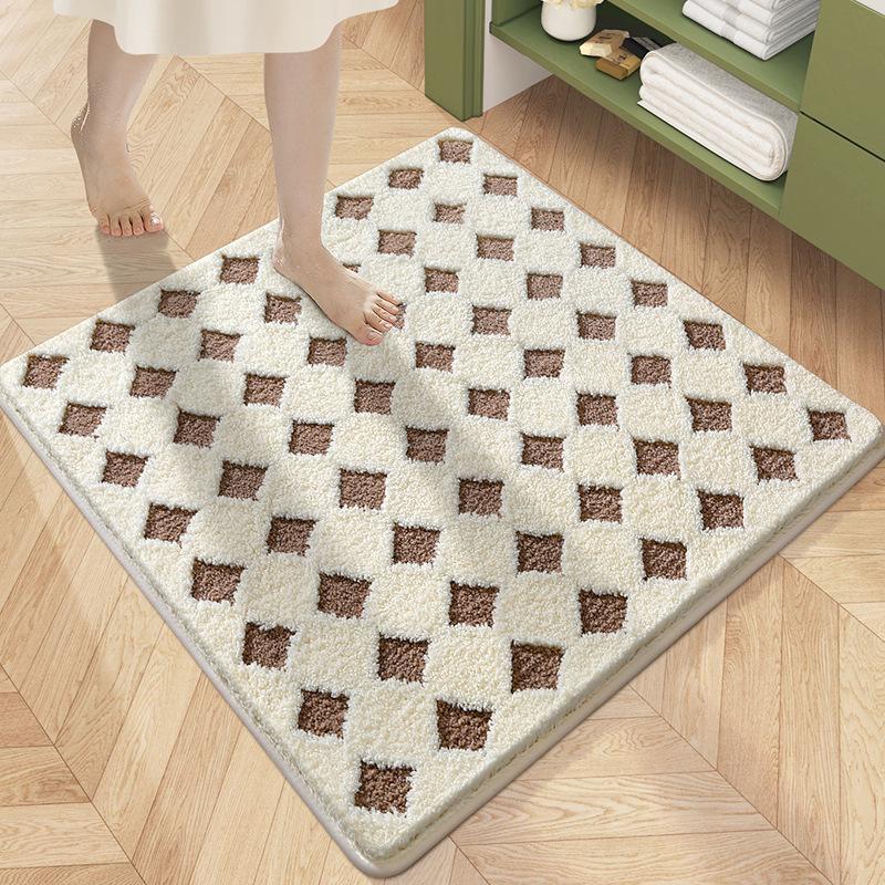 Квадратные Ворсовые Коврики для Ванной Сильное Влагопоглощение Нескользящий Коврик Быстросохнущий Коврик для Ног Толстый Микрофибровый Ковер для Ванной 60x60cm