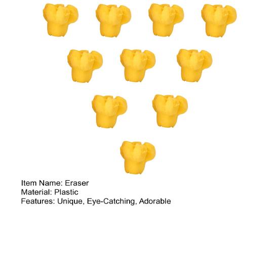 10Pcs Popcorn-Shaped Pencil Cap Eraser Set Cute Rubber Erasers for Kids Students Fun Classroom Prize School Supply Party Favors