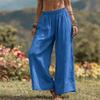 Women Elastic High Waist Pant Casual Fit Wide Leg Long Pants Trousers With Pockets