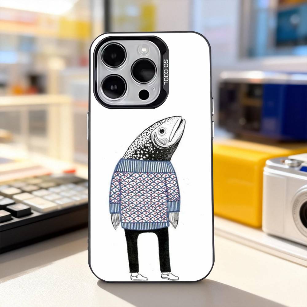 Fisch Lustig S-Sardinen Für iPhone 11,12,13,14,15,16,17,Pro,Max,Plus,E,Air,Mini Handyhülle IMD Mattschwarz