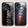 Art Black Golden Scale Texture Printed Tempered Glass Phone Case for OPPO Realme 14 13 12 11 10 Pro Plus GT Neo3 2 X7 Pro Covers