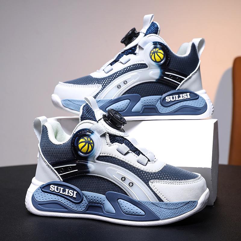 Boys' Winter 2025 Two-Layer Cotton Sports Shoes, Plus Velvet, Lightweight, Non-Slip, Waterproof, for Middle and Big Kids, Running and Basketball