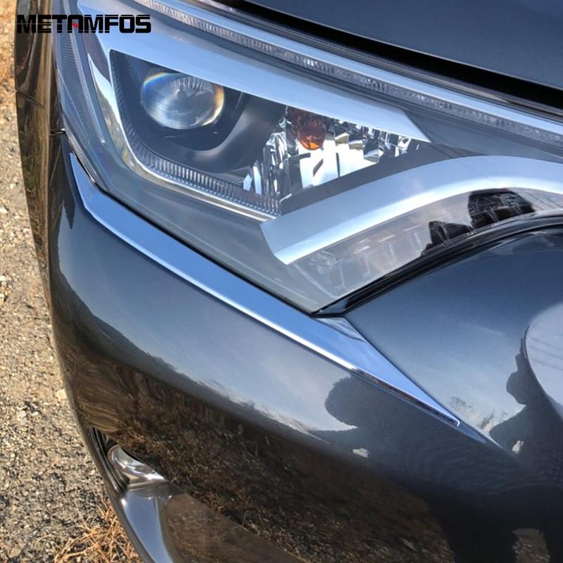 For Toyota Rav4 Rav 4 2016 2017 2018 Chrome Head Light Lamp Eyelid Eyebrow Headlight Strip Molding Trim Accessories Car Styling