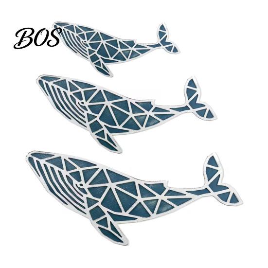 Odor-free Home Decoration 3 Pcs Handcrafted Wooden Nautical Whale Wall Art, Coastal Ocean Fish Eco-friendly Art Hanging Decor, Vintage Ornaments Sets