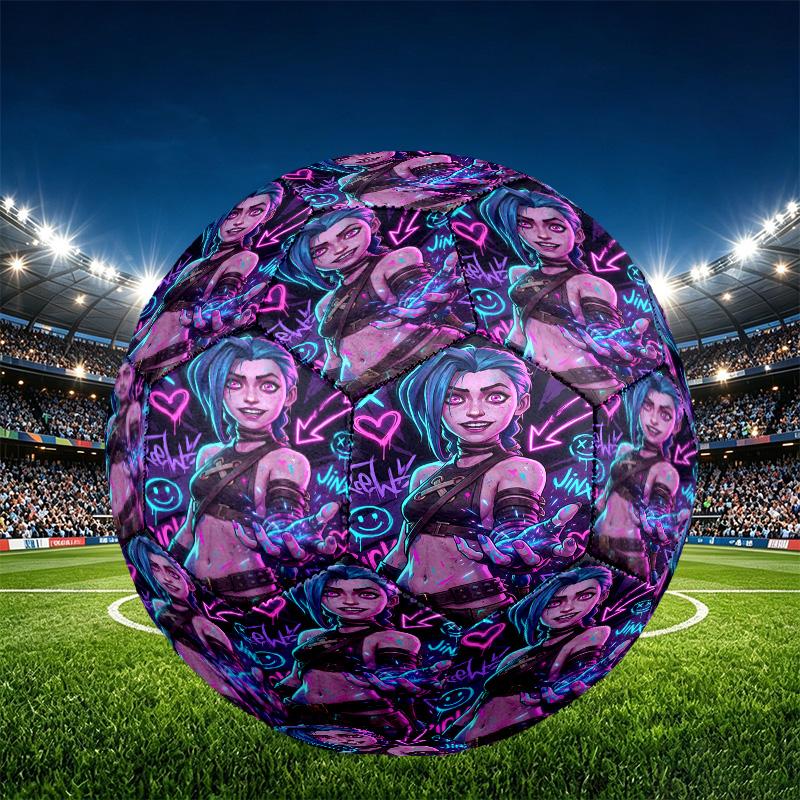 Jinx Print Size 5 Soccer Ball, PU Wear Resistant Football for Match Training and Daily Practice, Birthday Gift for Soccer Fans
