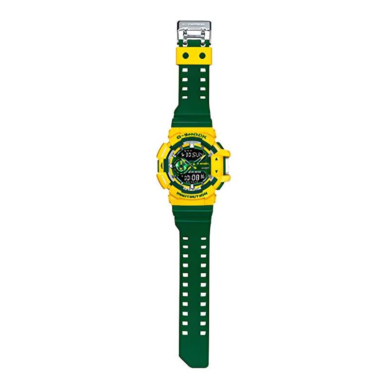 Casio Řada LCD/Ukazatel s duálním displejem Výrazné barevné provedení Sportovní Voděodolné Brazilská barva Intuitivní ovládání Otočná korunka Velký GA-400CS-9APR