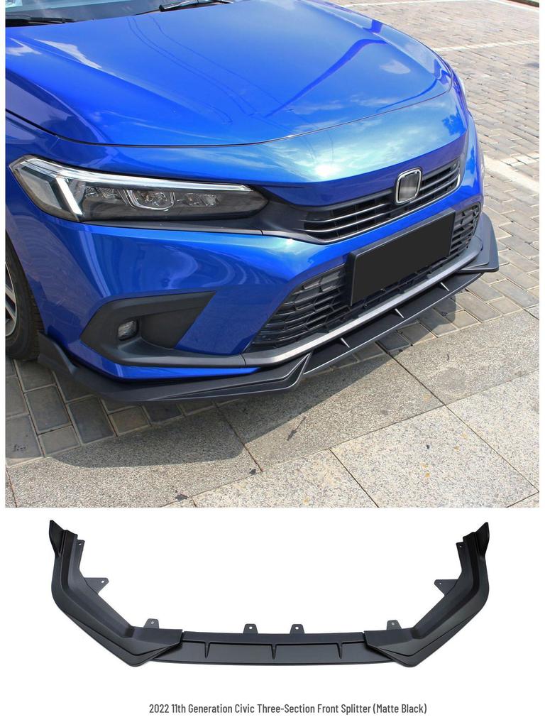 Îmbunătățiri pentru Honda Civic generația a 11-a 2022: buza frontală, eleron spate, splitter, jaluzele, bară spate.