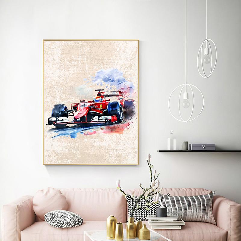 Retro F1 Racing Canvas Painting Poster Vintage Racing Car Wall Art Print for Home Decor