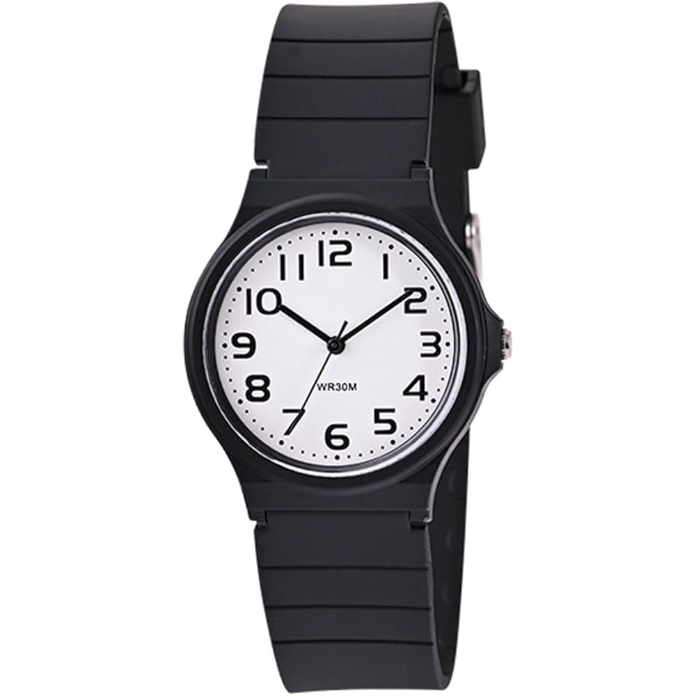 SZSL Casual Fashion Quartz Watch Waterproof Lightweight Soft Band Clear Markings Unisex Black