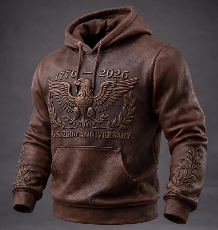 Men's Retro American Flag Print Hoodie